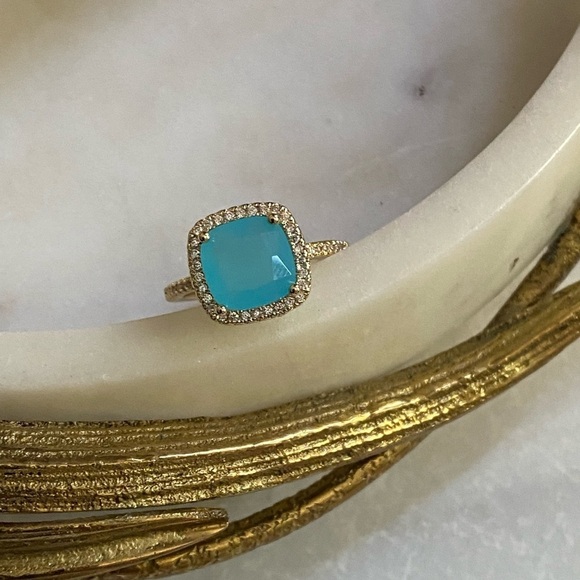 GOLD Tone And Blue Accent Ring - Picture 9 of 16